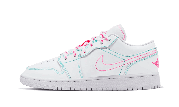 Obnavljanje Zalog Air Jordan 1 Nizka Bela Zelena Roza (gs)