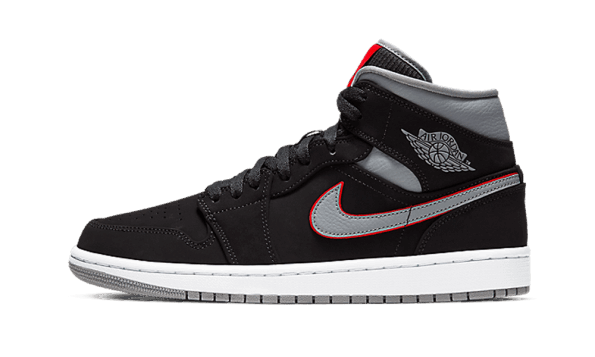 Obnovite Zalogo Air Jordan 1 Srednje črna Delno Siva Telovadno Rdeča