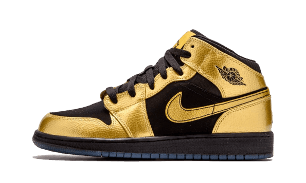 Obnova Zalog Air Jordan 1 Srednji Kovinski Zlati Kovanec črna (gs)