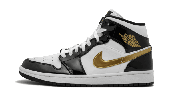 Air Jordan 1 Mid Se črno Zlato Lakasto Usnje Obnoviti