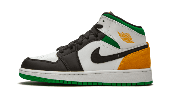 Obnavljanje Zalog Air Jordan 1 Mid Se Bela Laser Oranžna Srečno Zelena (gs)