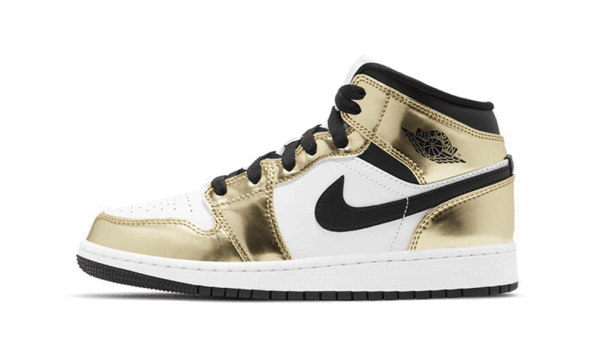 Obnovite Zalogo Air Jordan 1 Srednje Kovinsko Zlato črno Bela (gs)